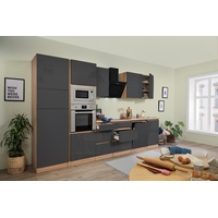 Küche Küchenzeile Küchenblock grifflos Eiche Grau Lorena 345 cm Respekta