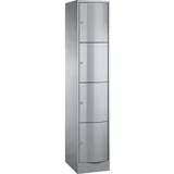 C+P Schließfachschrank Resisto, 4 Fächer, H1950xB396xT540mm Weißaluminium
