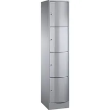 C+P Schließfachschrank Resisto, 4 Fächer, H1950xB396xT540mm Weißaluminium