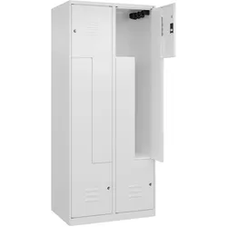 C+P Z-Spind Classic PLUS bodenstehend, 4 Abteile, HxBxT 185x80x50cm, Zylinderschloss, Verkehrsweiß von PROREGAL