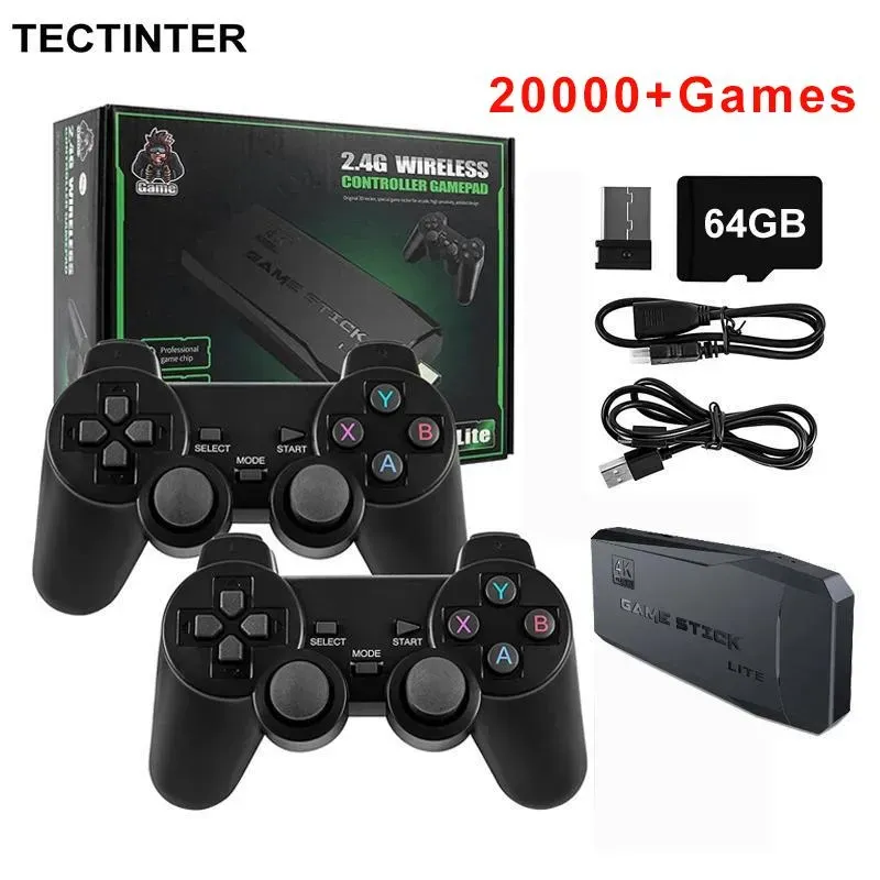 4K Game Stick Videospielkonsole Eingebaute 20000+ Spiele für PS1/FC/GBA Wireless Controller Gamepad Retro Handheld-Spiel-Spieler