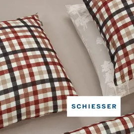 SCHIESSER James Kariert Braun-Blau 135 x 200 cm + 80 x 80 cm
