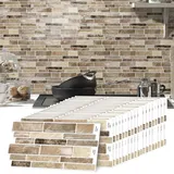 20 Stück Fliesenaufkleber, Mosaik Fliesenaufkleber 12x24,6 cm Badezimmer Selbstklebende Fliesendekor Aufkleber Backstein zum Küche Esszimmer Bad Fliesenfolie Deko (Braun)