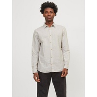 JACK & JONES Langarmhemd »JJESUMMER LINEN BLEND SHIRT LS SN«, Gr. XS - N-Gr, crockery, , 73154067-XS N-Gr