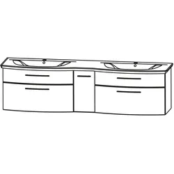 Puris Linea Doppelwaschtisch mit Unterschrank 171,2 cm mit Anschlag links, Griff 350, Badmöbel,