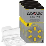 30x Rayovac Extra Advanced 10 Hörgerätebatterien 5x6er Blister PR70 Gelb 24610 + Aufbewahrungsbox für 2 Hörgerätebatterien (10, 13, 312, 675), Batteriebox für 2 Knopfzellen bis 12 mm x 6 mm (Ø x H)