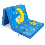 Goliez® Klappmatratze, Kinder klappmatratze, Reisebettmatratze, Kindermatratze,Schlafmatte für Kleinkinder, Faltbare Matratze, Gästematratze für Kinder, Blau (Blau, L140xW70xH5cm)