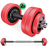 Sportstech Hantel AH300, 2in1, Set | Abnehmbare Silikonüberzüge schwarz|grau|rot