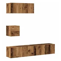 VidaXL 4-tlg. TV-Schrank-Set Wandmontage Altholz-Optik Holzwerkstoff