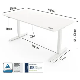 Yaasa Schreibtisch Desk Pro 160 x 80 cm Weiß