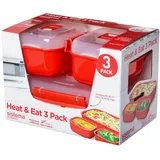 Sistema Heat | Eat Mikrowellenbehälter-Set 1,25 L, 525 ml | Mikrowellen-Lunch Boxen für Pause mit Dampfabzugsöffnungen | BPA-frei | rot