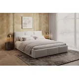 home collective Polsterbett Doppelbett 160x200 cm Samt beige | mit Lattenrost aus Metall und Stauraum mit hydraulischem Bettkasten