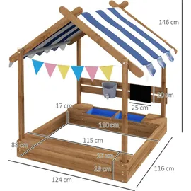 Outsunny Holzsandkasten mit Dach braun