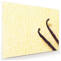 Primedeco Glasbild Wandbild Cremiges Vanilleeis mit Aufhängung, Süsses gelb 120 cm x 90 cm