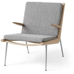&Tradition - Boomerang HM2 Loungechair, Gestell Eiche geölt / Beine Edelstahl, grau (Hallingdal 130)