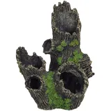 Relaxdays Aquarium Deko, Baumstamm Höhle, Natur-Optik, Versteck, Aquarienzubehör HxBxT 16,5 x 15,5 x 11 cm, schwarz-grün