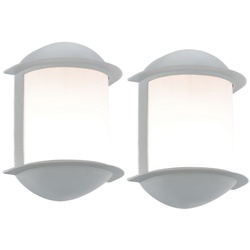 Wandleuchte Aussen Wandlampe Garten Terrassenleuchte Außen, Aluguss silber, 1x LED 7W 550Lm, LxAxH 16x22x10 cm, 2er Set