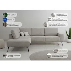 OTTO home Ecksofa OTTO HOME "Vosby", grün (hunter), B:260cm H:85cm T:208cm, 90% polyester, 10% nylon, Sofas, Ecksofa, 260 cm, Chenille, mit dekorativer Kedernaht, Wellenunterfederung