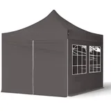 TOOLPORT Faltpavillon Economy 3 x 3 m inkl. 4 Seitenteile dunkelgrau 582635