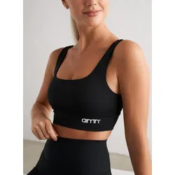 Damen Yoga Sport-BH Feuchtigkeitsableitend Schwarz SCHWARZ S