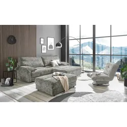Ecksofa ED EXCITING DESIGN "Princeton L-Form", grau, B:261cm H:95cm T:193cm, 100% Polyester, Sofas, frei im Raum stellbar