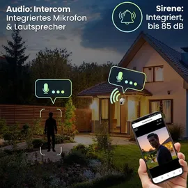 ideoon Outdoor Überwachungskamera 2K Wetterfest