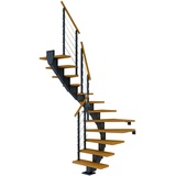 DOLLE Mittelholmtreppe Hamburg (Breite: 75 cm, 1/2-gewendelt, Anthrazitgrau, Farbe Stufen: Eiche, Natur, Geschosshöhe: 278 – 322 cm)