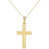 HOPLO Kreuzanhänger Anhänger Kreuz mit massiver Goldkette 1,1 mm 333-8 Karat Gold, Made in Germany 55 cm