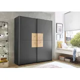 Stella Trading JOOS Schwebetürenschrank modern mit viel Stauraum - Vielseitiger Kleiderschrank in Graphit mit Hirnholz Absetzungen - 170 x 195 x 59 cm (B/H/T)