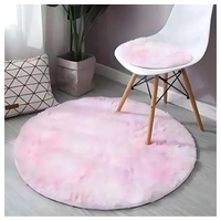 Hochflor-Teppich Runder Teppich Einfache Tie-Dye Seidenhaar Wohnzimmer Fußmatte, SOTOR, 120 Durchmesser kleiner runder Teppich rosa