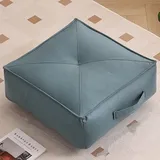 ALMASI Bodenkissen-Pouf, quadratisches Bodenkissen, Sitztechnik, Stoff, Meditationskissen, Dicke Kissen für Wohnzimmer, Yoga, Schlafzimmer, Sofa 50 * 50 * 20cm Blue