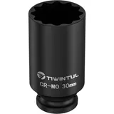 TIWINTUL 1/2 Zoll Schlagschrauber Nüsse 30 mm, CR-MO, 12 Kant Vielzahn Nuss Tief Schlagschrauber, Achsmuttern-Steckschlüssel für Autoreparatur, Zum einfachen Entfernen