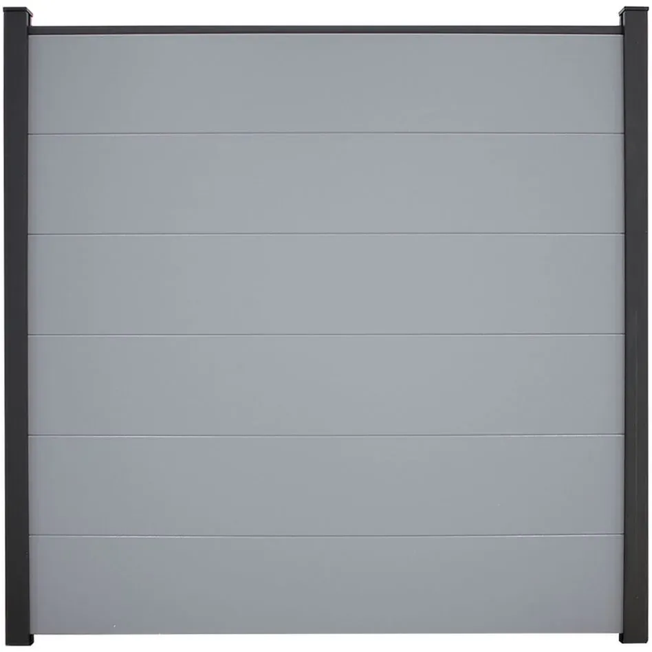 GroJa BasicLine PVC-Steckzaun Sichtschutzzaun Silbergrau Sichtschutz Lamellenzaun