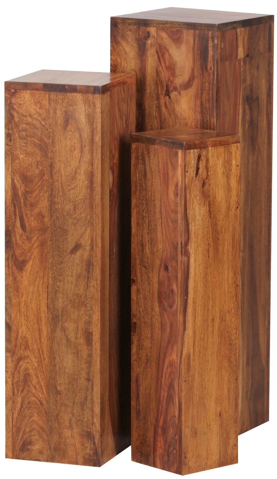 KADIMA DESIGN Beistelltisch-Sets Massivholz: 3-teilig, einzigartige Maserung, ineinander verstaubar