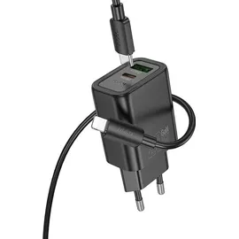 HOCO Ladegerät N61 20W USB-C/A + Kabel Typ C auf C Schwarz | Gr.: onesize