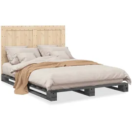 vidaXL Massivholzbett 140 x 200 cm Grau