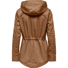 Only Parka "ONLLORCA LIFE CANVAS PARKA CC OTW", Damen, Gr. XS, braun (toasted coconut), Web, Obermaterial: 80% Polyester, 20% Baumwolle, unifarben, regular fit hüftlang, Jacken Parka, mit Kordelzug in der Taille