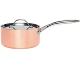Stanley Rogers Kochtopf Ø 18 cm mit Deckel COPPER TRI-PLY, Antihaftbeschichtung und 1,75L Füllvermögen, Topf aus Edelstahl, Aluminium und Kupfer für Ceran-, Gas-, Elektro- und Induktionsherde