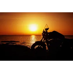 Fototapete PAPERMOON "Motorrad am Strand", bunt, B:4,50m L:2,80m, Vlies, Tapeten