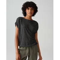 Opus Damen Kurzarmshirt | SEKADI MINIMAL Regular Printshirt aus fließender Viskose Coal Blue, 36 - 36