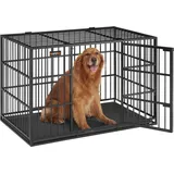 Songmics Hundekäfig hochbelastbar, Hundebox, mit herausnehmbarer Bodenschale, Doppeltüren, leicht zu reinigen, Haustierkäfig,