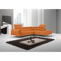 Egoitaliano Eckcouch Leder 3-1 Garnitur L-Form Orange
