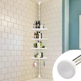 Duschablage ohne Bohren, 137-289cm 4-Stufige Verstellbare Teleskop Duschregal Ecke, Shampoo Halterung für Dusche und Badewanne, Bad Küche Eckregal/Silber