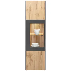 Vitrine in Eiche-/Schieferfarben