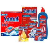SOMAT Tabs 70 AW Classic Power, Geschirrspül Tabs mit Fettlösekraft für kraftvolle Reinigung + Klarspüler + Intensiv-Maschinenreiniger + Spezial-Salz + Deo Perls + Maschinenreiniger