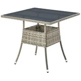 Juskys Yoro Polyrattan Gartentisch quadratisch 80 x 80 cm Grau