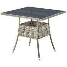 Juskys Yoro Polyrattan Gartentisch quadratisch 80 x 80 cm Grau