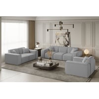 Sofaset Designersofa CELES 3-2-1 in Stoff Opera Velvet Hellgrau