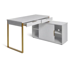 Jahnke Eckschreibtisch Carve Weiß / Gold