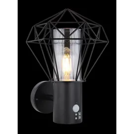 GLOBO Außenleuchte Horace Edelstahl mit Sensor 34 cm Schwarz